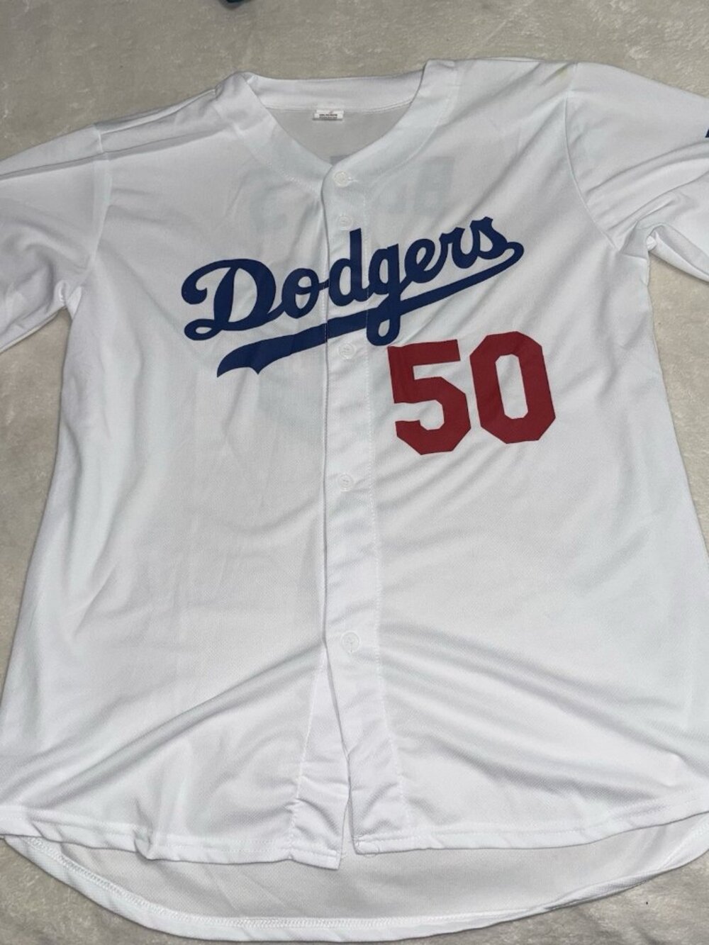 Los Angeles Dodgers Mookie Betts #50 Baseball Jersey White XL Budweiser Promo